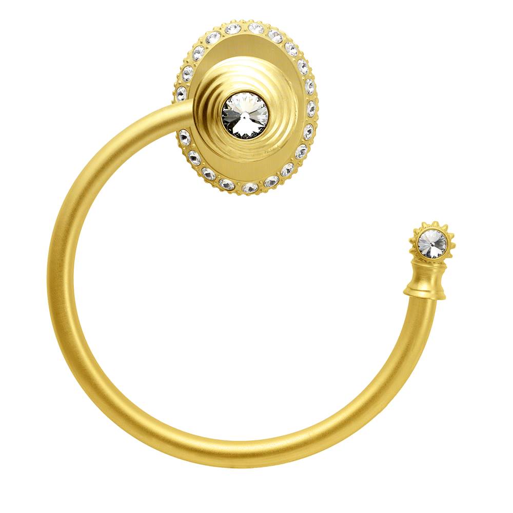 Carpe Diem Hardware - Cache Ll Large Swing Towel Smooth Ring Right w/ 42 Rivoli Swarovski Crystals - Gilded Mercury