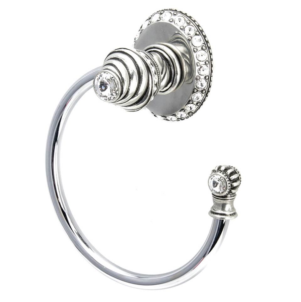 Carpe Diem Hardware - Cache Ll Large Swing Towel Smooth Ring Right w/ 42 Rivoli Swarovski Crystals - Chalice