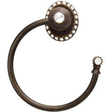 Carpe Diem Hardware - Cache Ll Large Swing Towel Reeded Ring Right With 42 Rivoli Swarovski Clear Crystals - Antique Brass