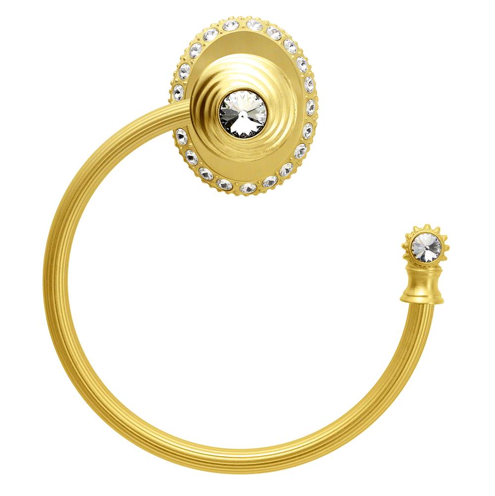 Carpe Diem Hardware - Cache Ll Large Swing Towel Reeded Ring Right w/ 42 Rivoli Swarovski Crystals - Gilded Mercury