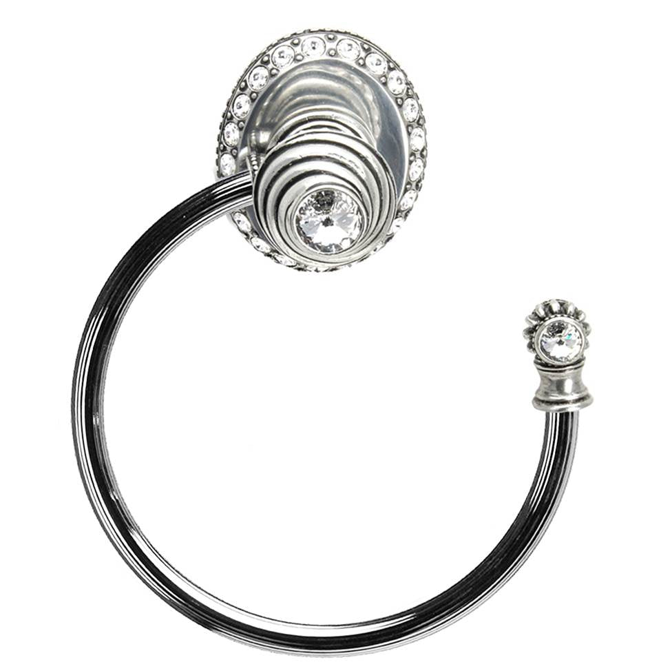 Cache Ll Large Swing Towel Reeded Ring Right With 42 Rivoli Swarovski Clear Crystals