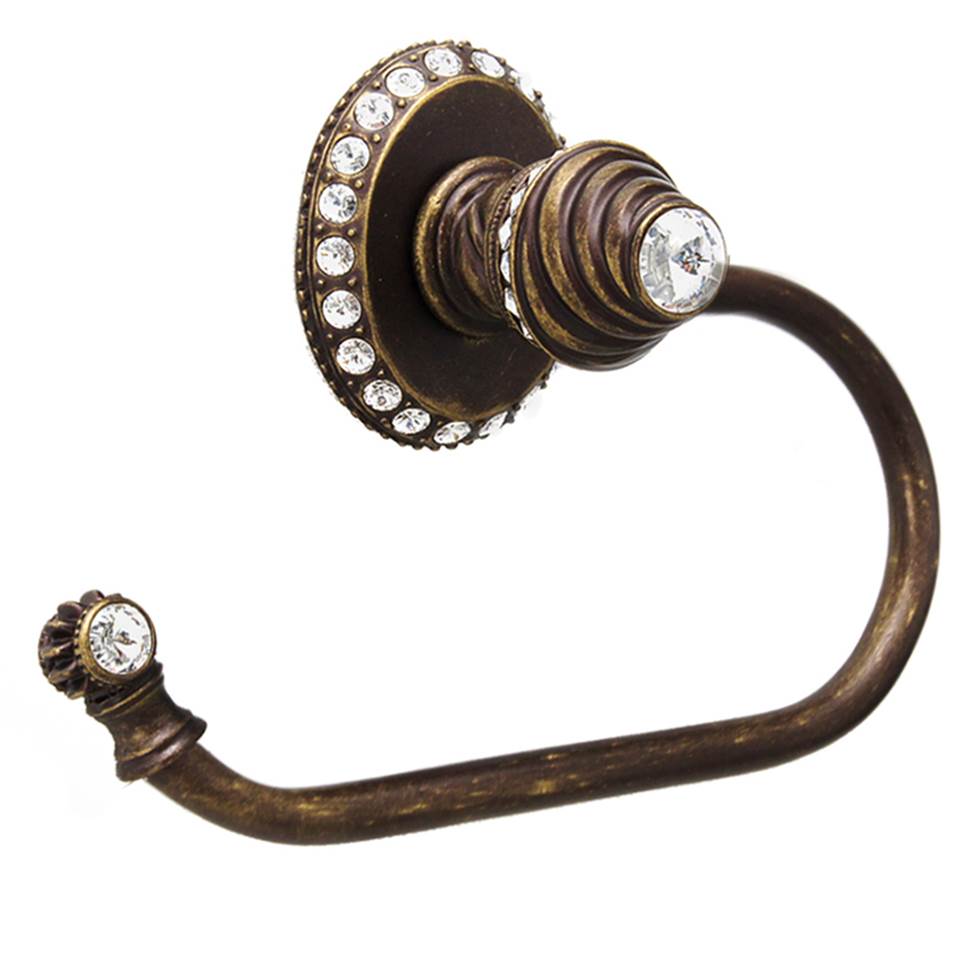 Carpe Diem Hardware - Cache Ll Large Swing Tissue Smooth Ring Left With 42 Rivoli Swarovski Clear Crystals - Antique Brass