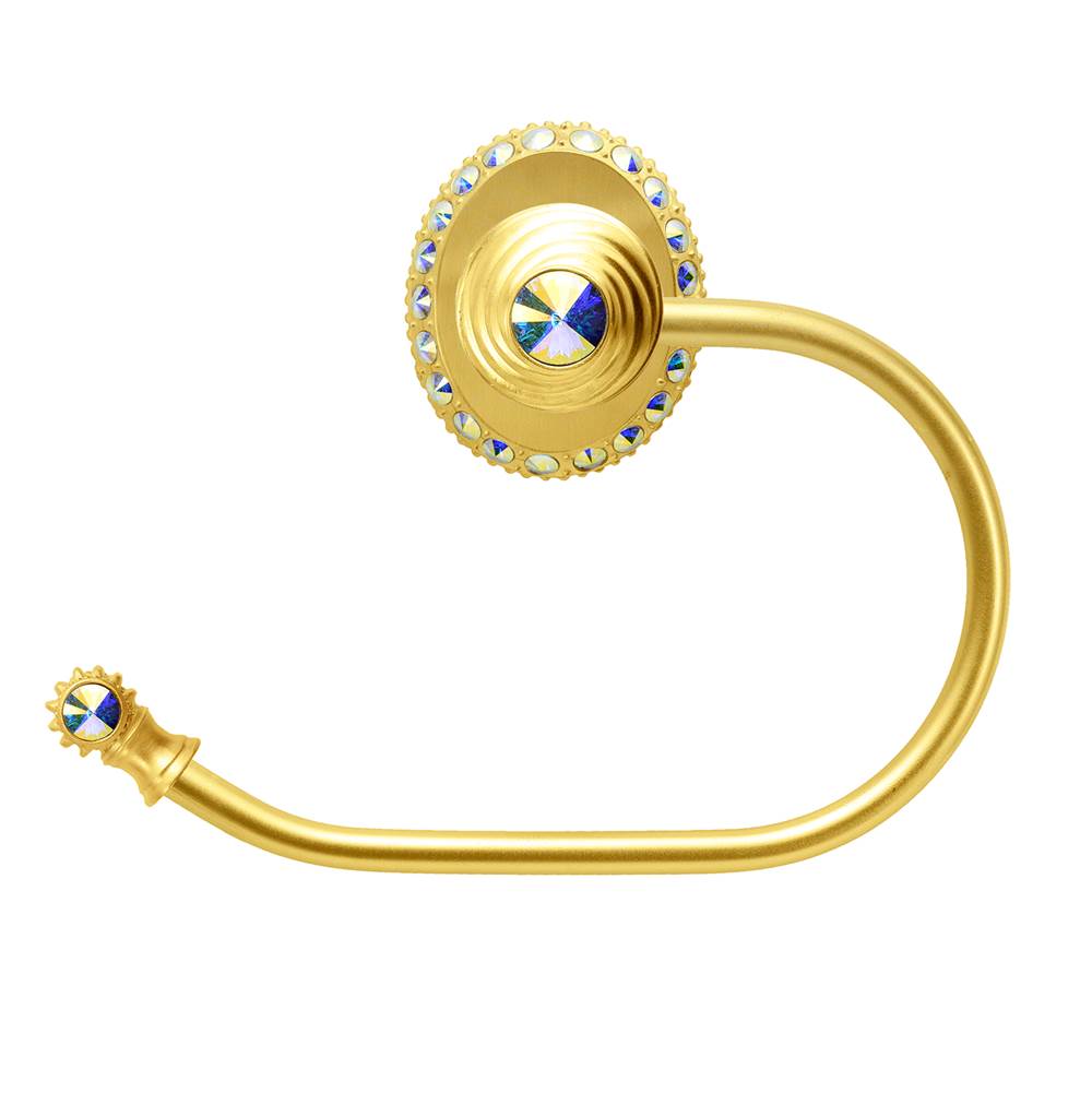 Cache Ll Large Swing Tissue Smooth Ring Left With 42 Rivoli Swarovski Aurore Boreale Crystals