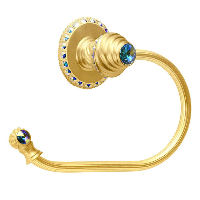 Carpe Diem Hardware - Cache Ll Large Swing Tissue Reeded Ring Left With 42 Rivoli Swarovski Aurore Boreale Crystals - Gilded Mercury