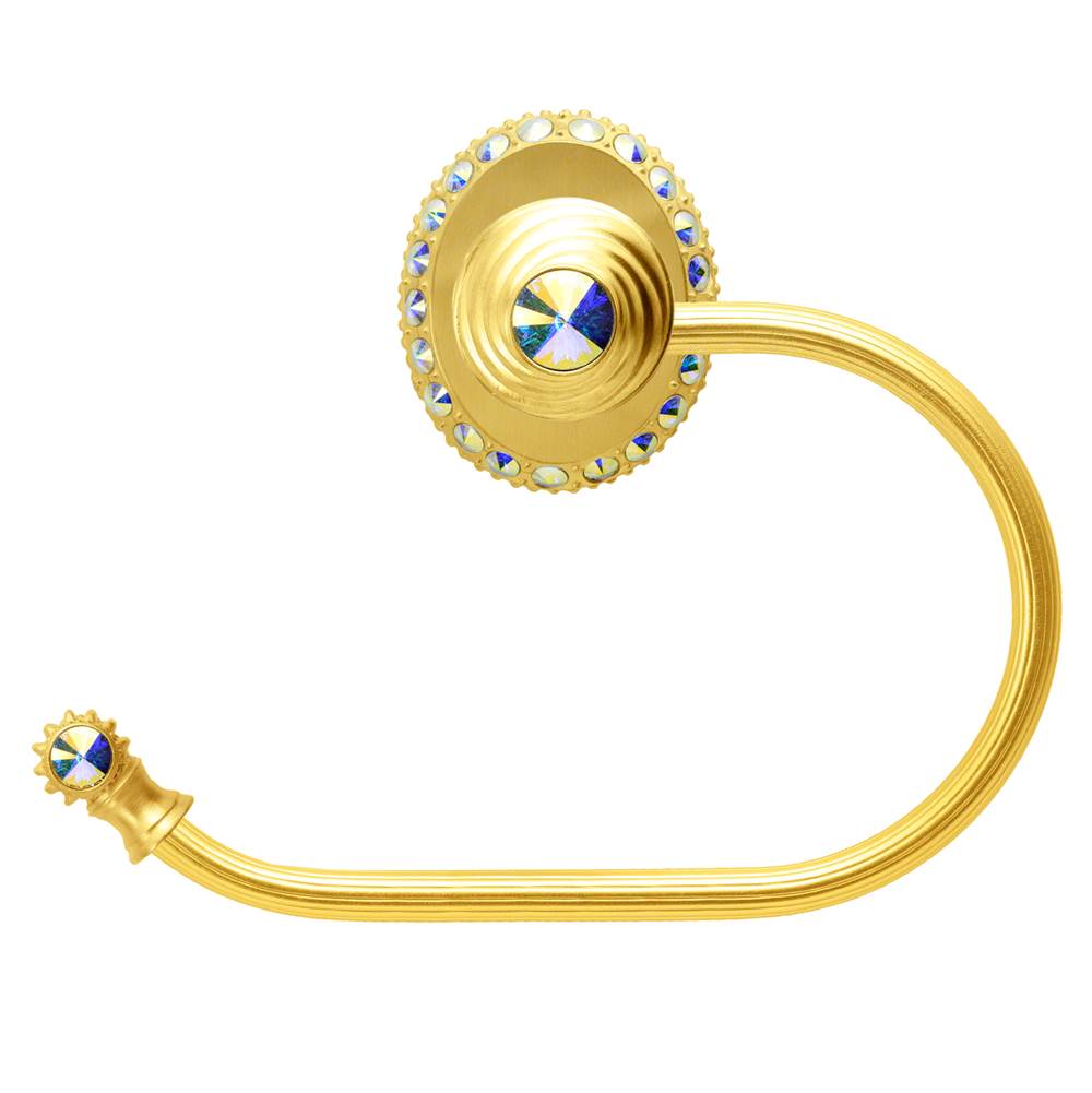 Cache Ll Large Swing Tissue Reeded Ring Left With 42 Rivoli Swarovski Aurore Boreale Crystals