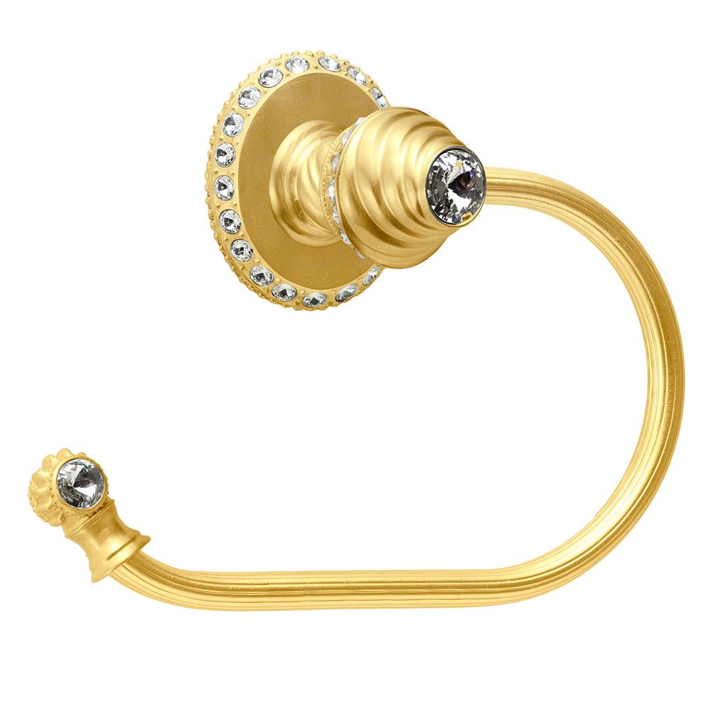 Carpe Diem Hardware - Cache Ll Large Swing Tissue Reeded Ring Left With 42 Rivoli Swarovski Clear Crystals - Gilded Mercury