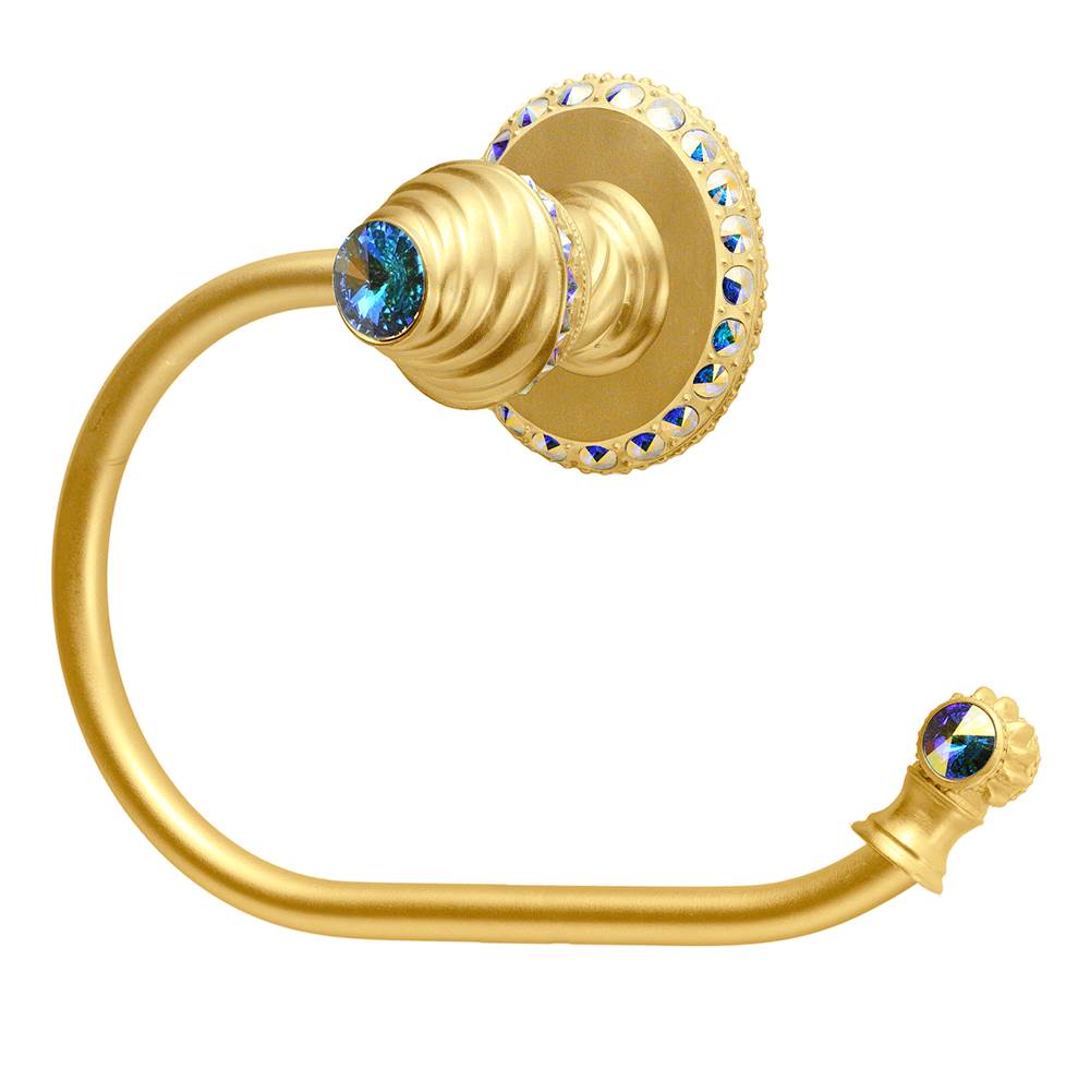 Carpe Diem Hardware - Cache Ll Large Swing Tissue Smooth Ring Right With 42 Rivoli Swarovski Aurore Boreale Crystals - Gilded Mercury