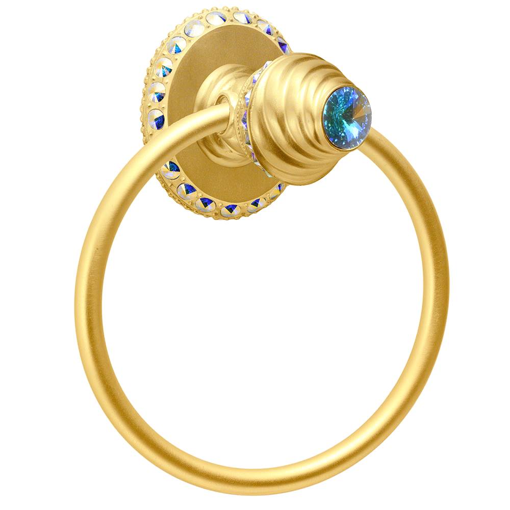 Carpe Diem Hardware - Cache Ll Full Swing Towel Smooth Ring Right With Swarovski Aurore Boreale Crystals - Gilded Mercury