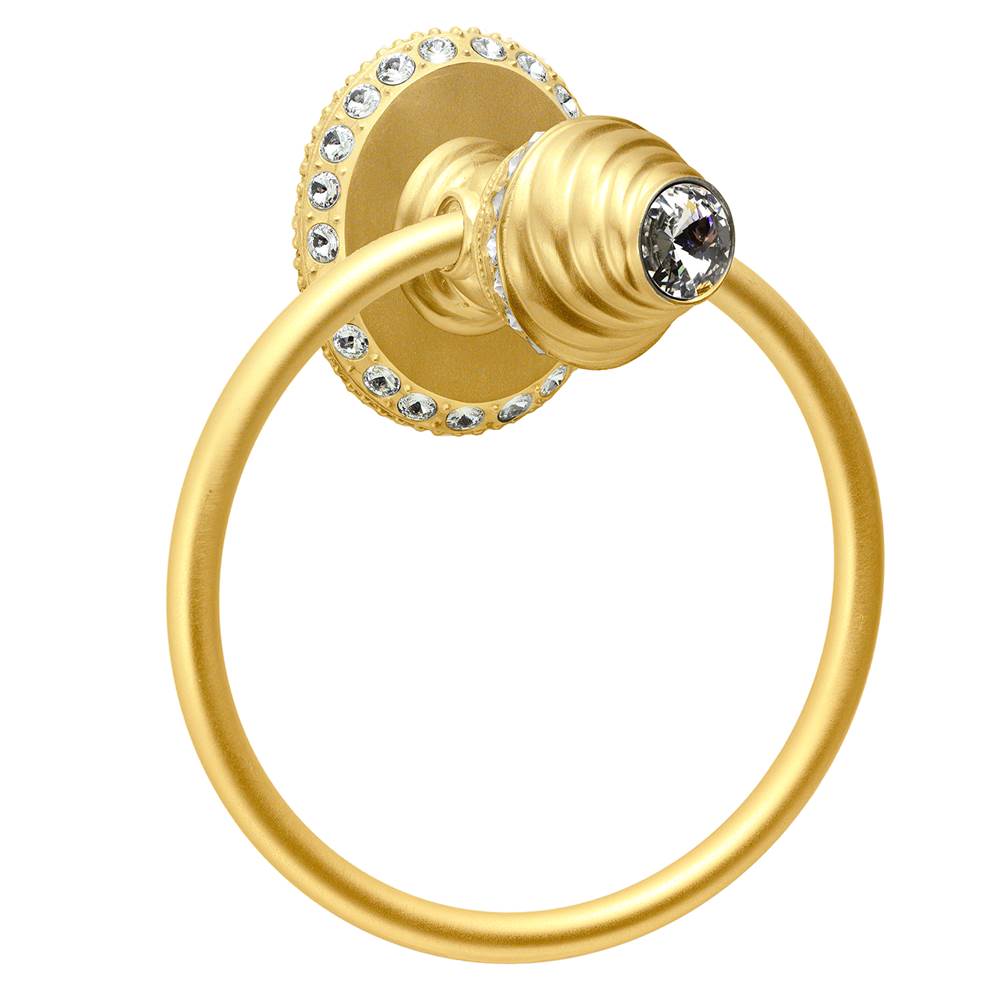 Carpe Diem Hardware - Cache Ll Full Swing Towel Smooth Ring Right With Swarovski Clear Crystals - Gilded Mercury