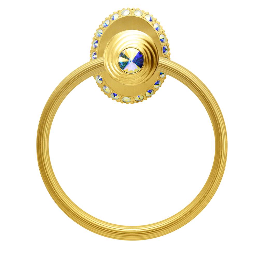 Cache Ll Full Swing Towel Reeded Ring Right With Swarovski Aurore Boreale Crystals