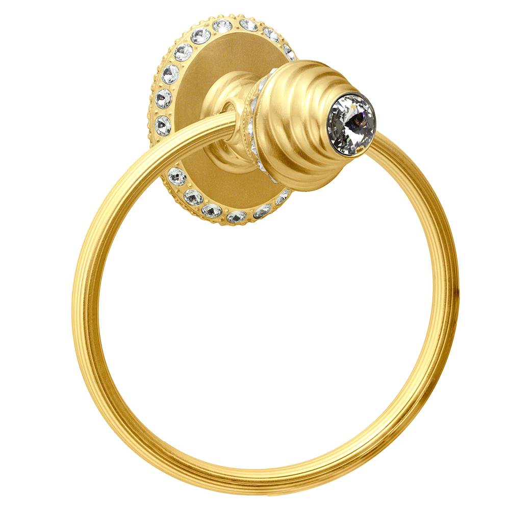 Carpe Diem Hardware - Cache Ll Full Swing Towel Reeded Ring Right With Swarovski Clear Crystals - Gilded Mercury