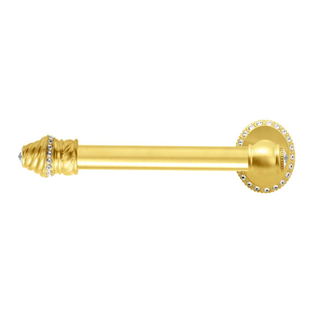 Carpe Diem Hardware - Cache II Tissue Bar Left (Large Escutcheon) With Swarovski Clear Crystals - Gilded Mercury