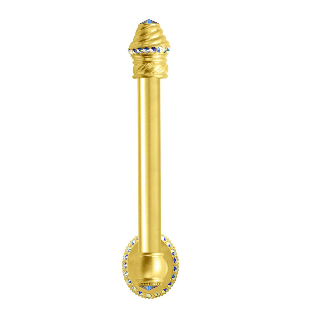 Carpe Diem Hardware - Cache II Vertical Tissue Bar (Large Escutcheon) With Swarovski Aurore Boreale Crystals - Gilded Mercury