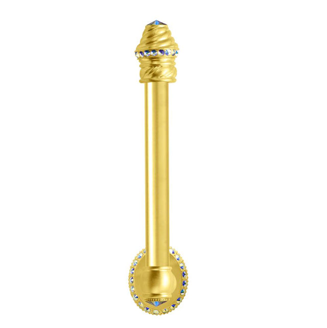 Carpe Diem Hardware - Cache II Vertical Tissue Bar (Large Escutcheon) With Swarovski Aurore Boreale Crystals - Gilded Mercury