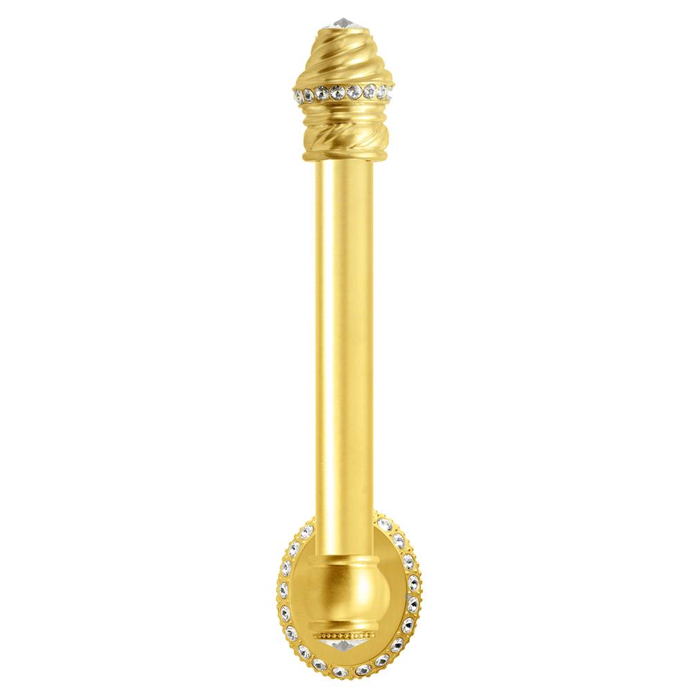 Carpe Diem Hardware - Cache II Vertical Tissue Bar (Large Escutcheon) With Swarovski Clear Crystals - Gilded Mercury