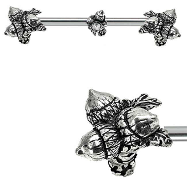 Carpe Diem Hardware - Triple Acorn & Oak Leaf 12'' O.C. Approx w/ 1/2'' Smooth Center Long Pull w/ Center Brace - Chalice