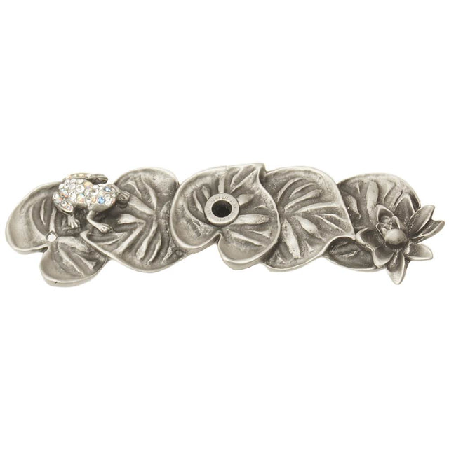 Carpe Diem Hardware - Carpe Diem 2582-11Cab In The Garden Satin Lily Pad and Frog Medium Elongated Back Plate Made W/ Swarovski Crystals - Satin