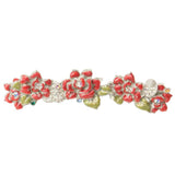 Rose 4'' O.C. Pull w/ Swarovski Clear Crystals & Ruby Red Glaze