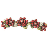 Rose 4'' O.C. Pull w/ Swarovski Clear Crystals & Ruby Red Glaze