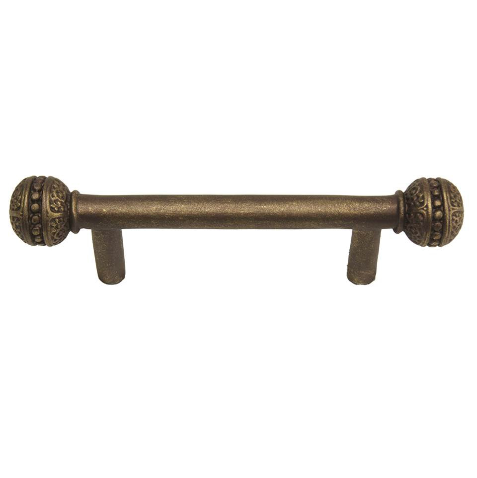 Carpe Diem Hardware - Millennium 3'' O.C. Pull, Millennium Caps On End - Antique Brass