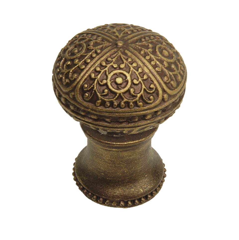 Carpe Diem Hardware - Millennium Classic Large Round Knob With Flared Foot - Antique Brass