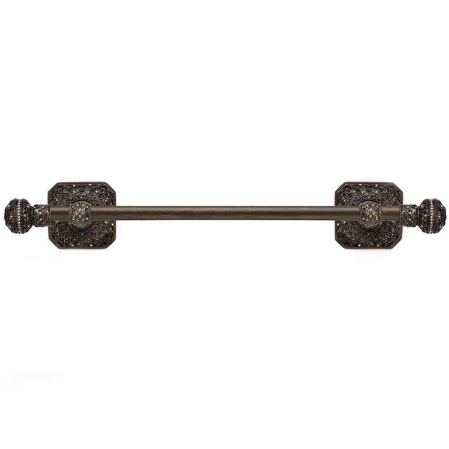 Carpe Diem Hardware - Juliane Grace 24'' O.C. (Approximately) Towel Bar With 350 Swarovski Clear Crystals With 5/8'' Smooth Center - Antique Brass