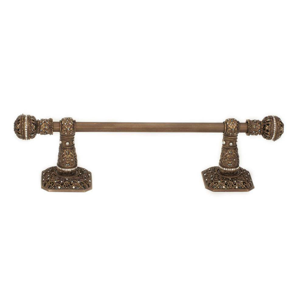 Carpe Diem Hardware - Juliane Grace 36'' O.C. Approx Towel Bar w/ 350 Swarovski Crystals w/ 5/8'' Smooth Center - Gilded Mercury