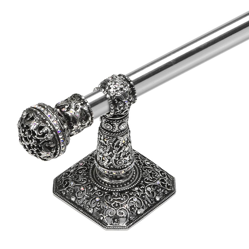 Juliane Grace 36'' O.C. (Approximately) Towel Bar With 350 Swarovski Clear and Aurore Boreale Crystals With 5/8'' Smooth Center