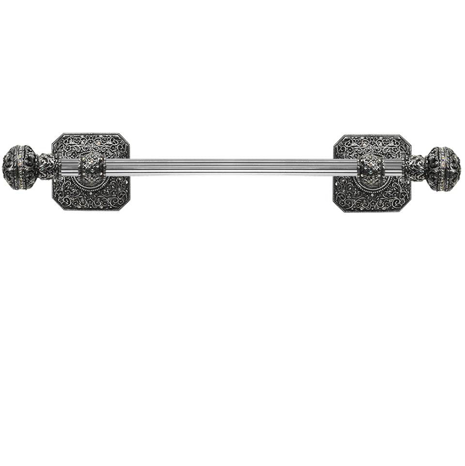Carpe Diem Hardware - Juliane Grace 36'' O.C. (Approximately) Towel Bar With 350 Swarovski Clear and Aurore Boreale Crystals With 5/8'' Reeded Center - Chalice