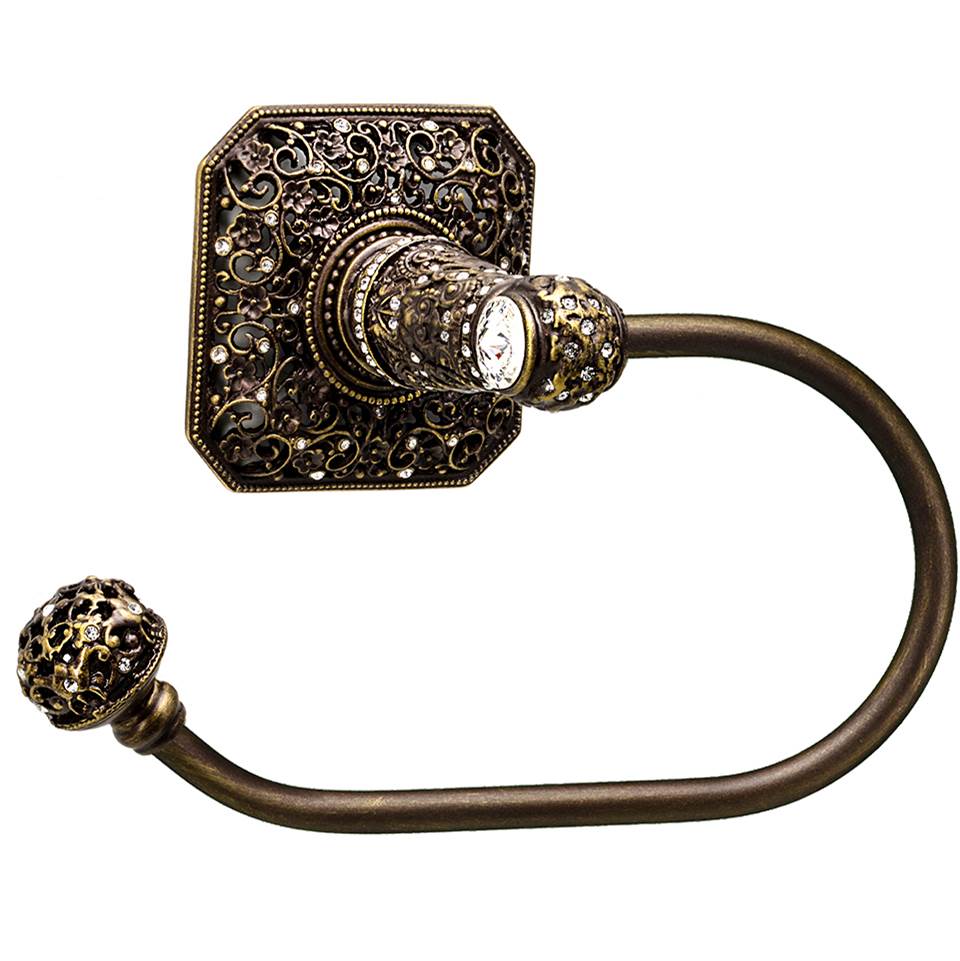 Carpe Diem Hardware - Juliane Grace Swing Tissue Smooth Ring Left With 131 Swarovski Clear Crystals - Antique Brass