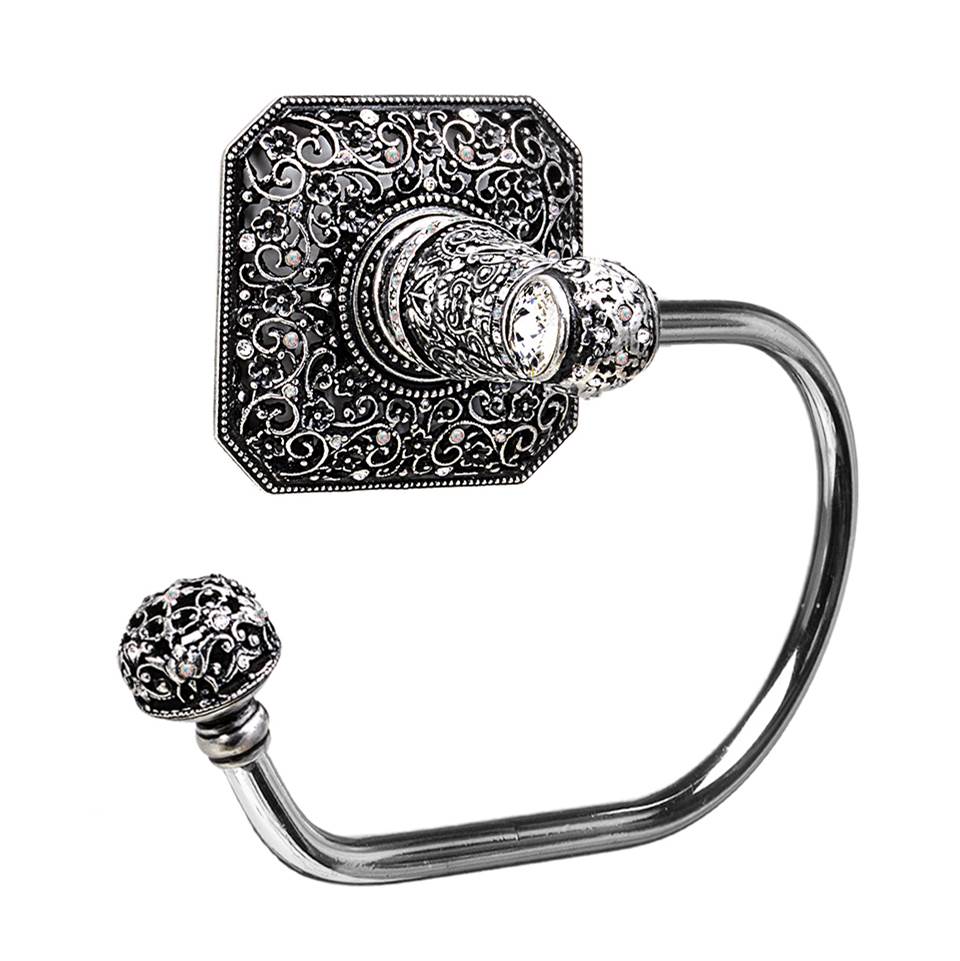 Juliane Grace Swing Tissue Smooth Ring Left With 131 Swarovski Clear and Aurore Boreale Crystals