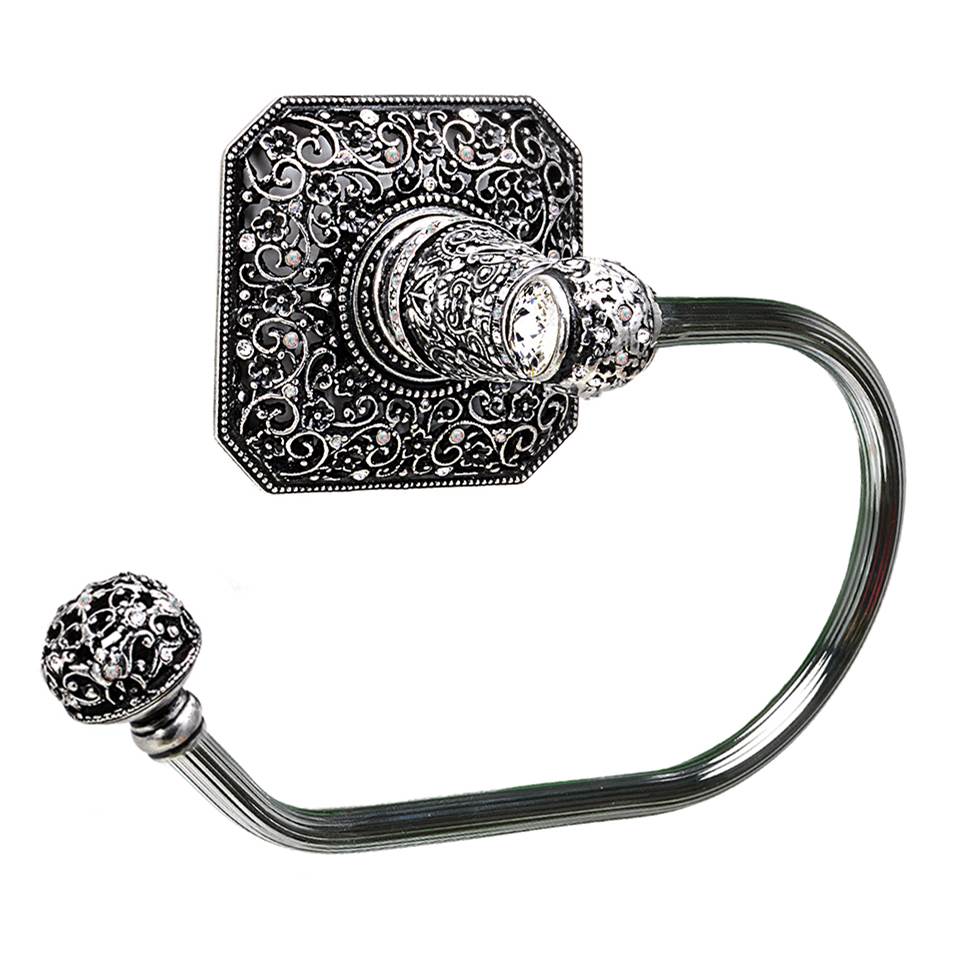 Juliane Grace Swing Tissue Reeded Ring Left With 131 Swarovski Clear and Aurore Boreale Crystals