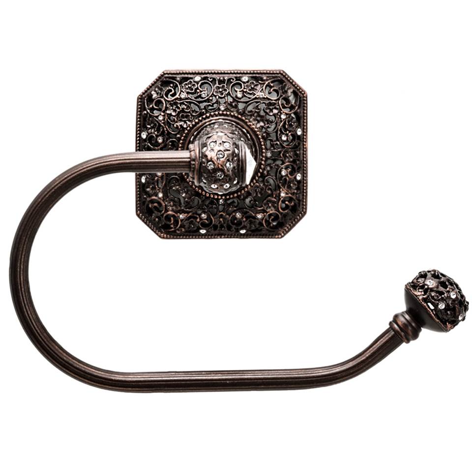 Carpe Diem Hardware - Juliane Grace Swing Tissue Smooth Ring Right w/ 131 Swarovski Crystals - Oil Rub Bronze