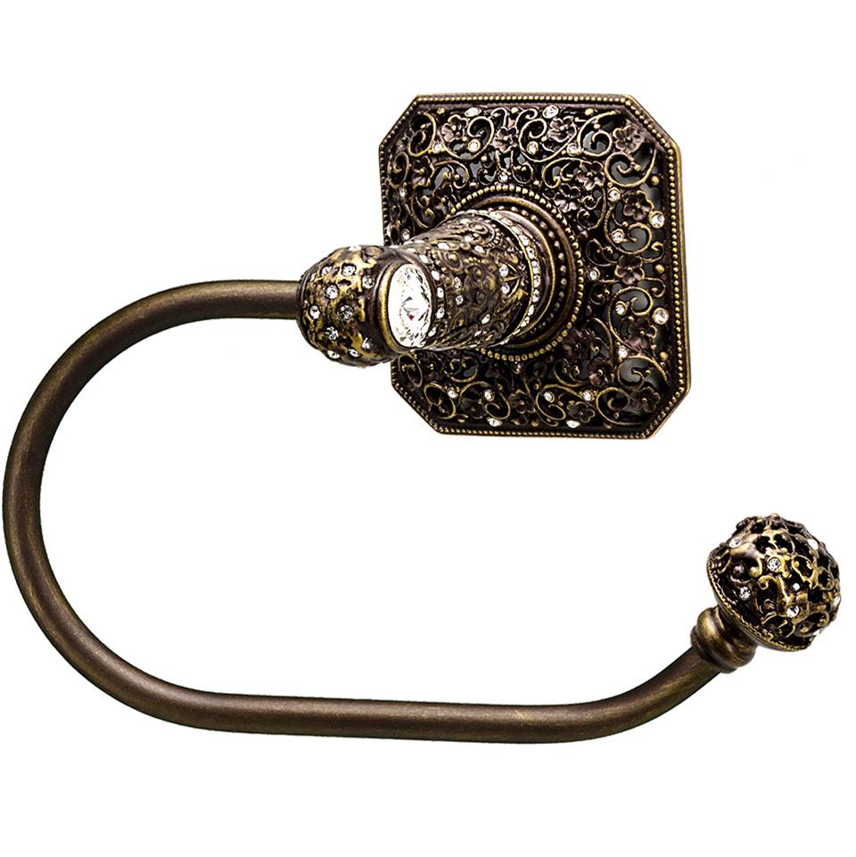 Carpe Diem Hardware - Juliane Grace Swing Tissue Smooth Ring Right With 131 Swarovski Clear Crystals - Antique Brass