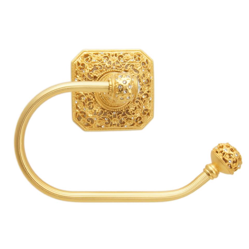 Carpe Diem Hardware - Juliane Grace Swing Tissue Reeded Ring Right With 131 Swarovski Clear Crystals - Gilded Mercury