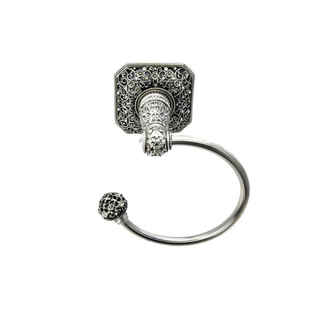 Carpe Diem Hardware - Juliane Grace Swing Towel Smooth Ring Left w/ 131 Swarovski Crystals - Gilded Mercury
