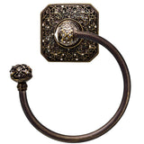 Carpe Diem Hardware - Juliane Grace Swing Towel Reeded Ring Left With 131 Swarovski Clear Crystals - Antique Brass