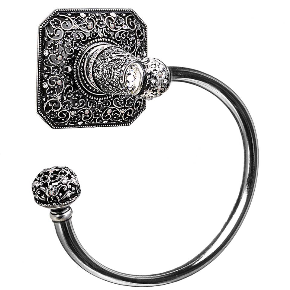 Juliane Grace Swing Towel Smooth Ring Left With 131 Swarovski Clear and Aurore Boreale Crystals