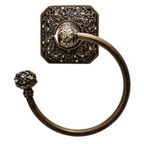 Carpe Diem Hardware - Juliane Grace Swing Towel Reeded Ring Left w/ 131 Swarovski Crystals - Antique Brass