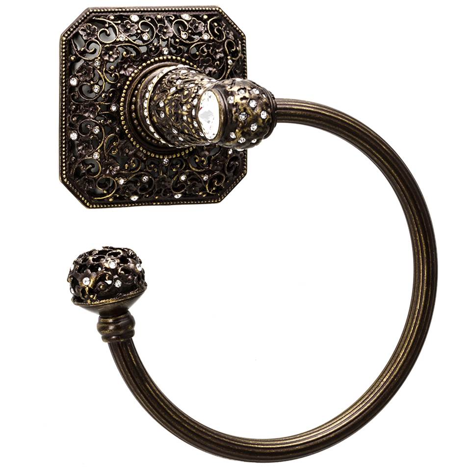 Juliane Grace Swing Towel Reeded Ring Left With 131 Swarovski Clear Crystals