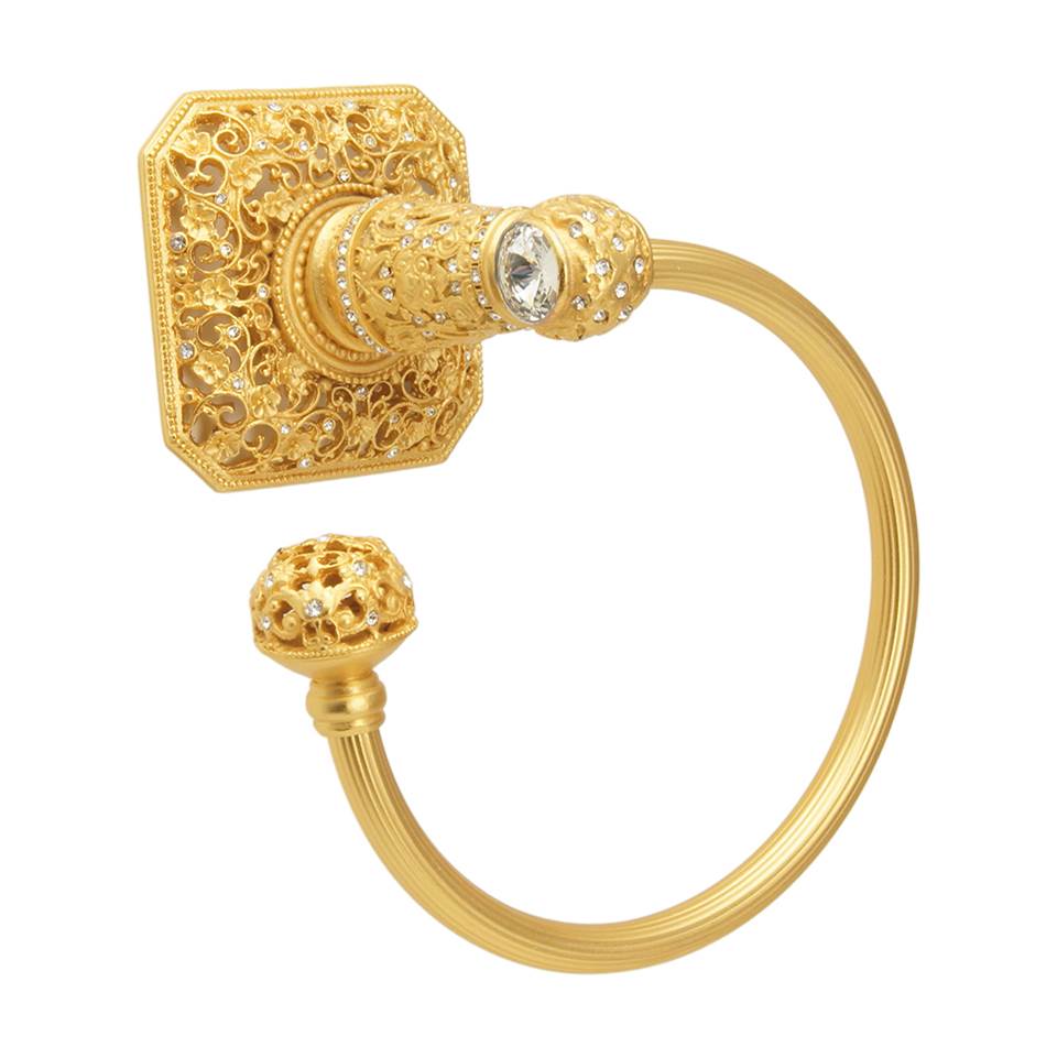 Carpe Diem Hardware - Juliane Grace Swing Towel Reeded Ring Left w/ 131 Swarovski Crystals - Gilded Mercury
