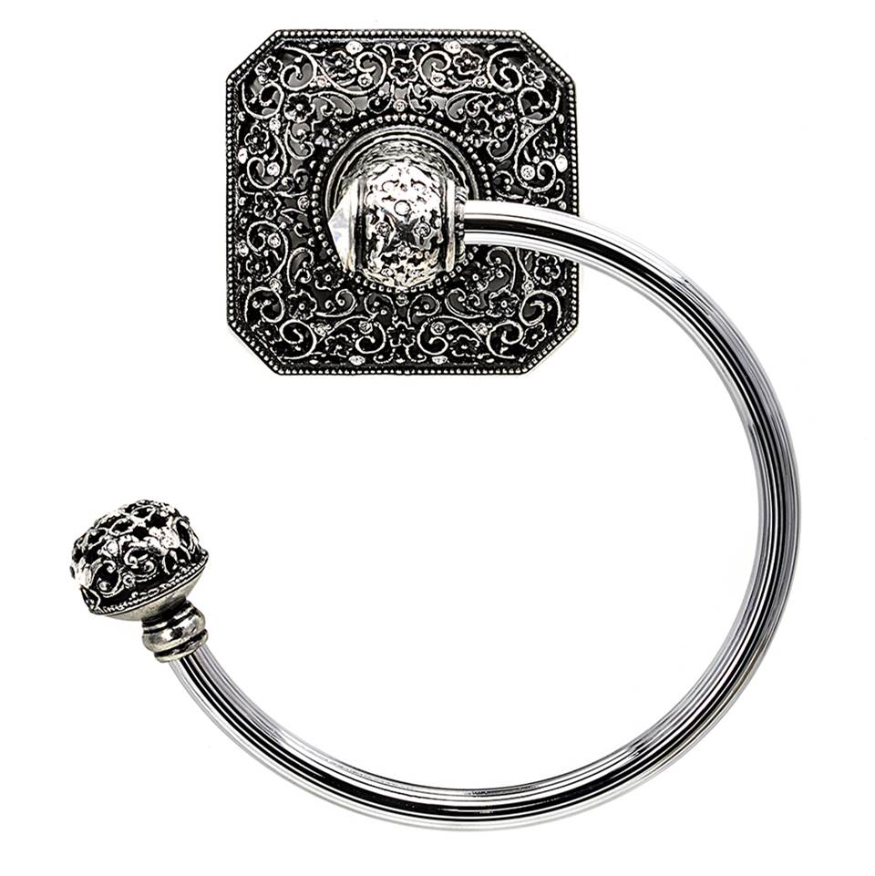 Carpe Diem Hardware - Juliane Grace Swing Towel Reeded Ring Left With 131 Swarovski Clear Crystals - Chalice