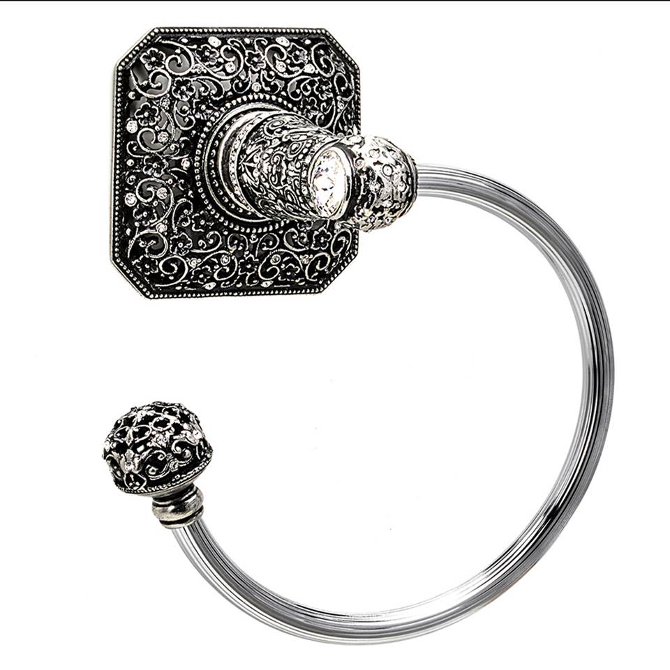 Juliane Grace Swing Towel Reeded Ring Left With 131 Swarovski Clear Crystals