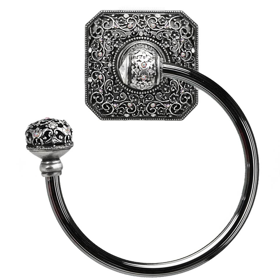 Carpe Diem Hardware - Juliane Grace Swing Towel Reeded Ring Left With 131 Swarovski Clear and Aurore Boreale Crystals - Chalice