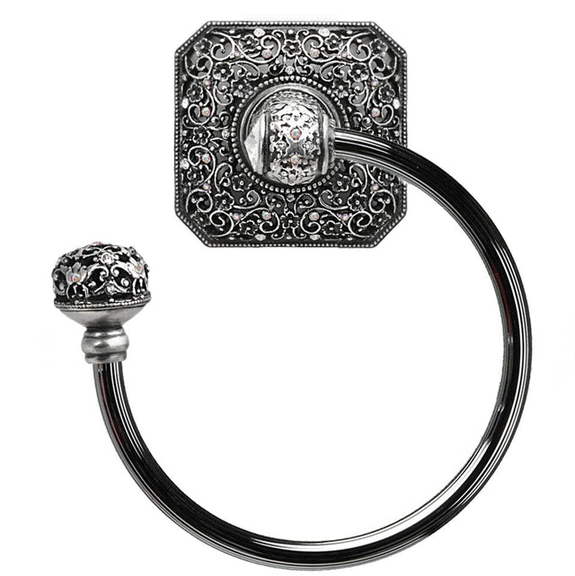 Carpe Diem Hardware - Juliane Grace Swing Towel Reeded Ring Left With 131 Swarovski Clear and Aurore Boreale Crystals - Chalice