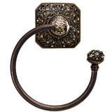 Carpe Diem Hardware - Juliane Grace Swing Towel Reeded Ring Right With 131 Swarovski Clear Crystals - Antique Brass