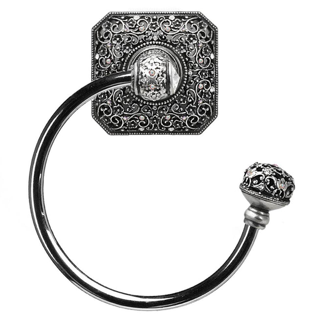Carpe Diem Hardware - Juliane Grace Swing Towel Smooth Ring Right With 131 Swarovski Clear and Aurore Boreale Crystals - Chalice