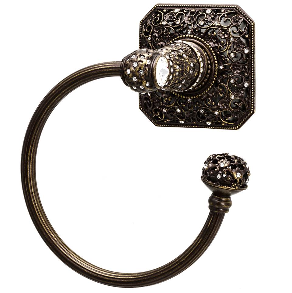 Juliane Grace Swing Towel Reeded Ring Right With 131 Swarovski Clear Crystals