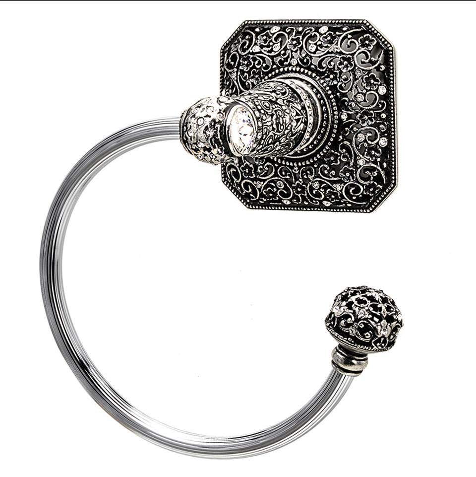 Juliane Grace Swing Towel Reeded Ring Right With 131 Swarovski Clear Crystals