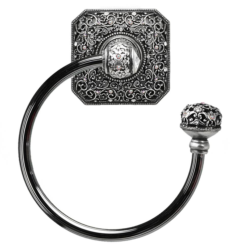 Carpe Diem Hardware - Juliane Grace Swing Towel Reeded Ring Right With 131 Swarovski Clear and Aurore Boreale Crystals - Chalice